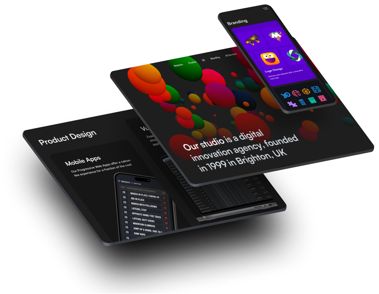 Aperçu de nos réalisations sur mobile, tablette et desktop
